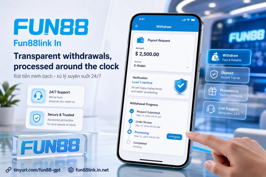 Phương thức rút tiền Fun88 ngân hàng và USDT-TRC20