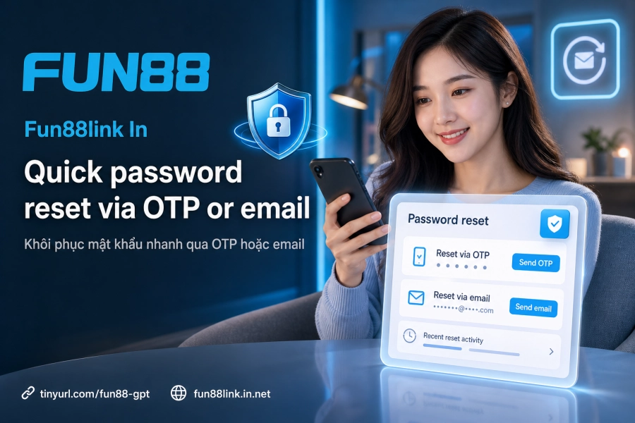 Khôi phục mật khẩu Fun88 qua OTP điện thoại hoặc email đặt lại